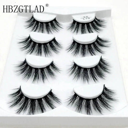 HBZGTLAD 4 pairs natural false eyelashes fake lashes long makeup 3d mink lashes eyelash extension mink eyelashes for beauty